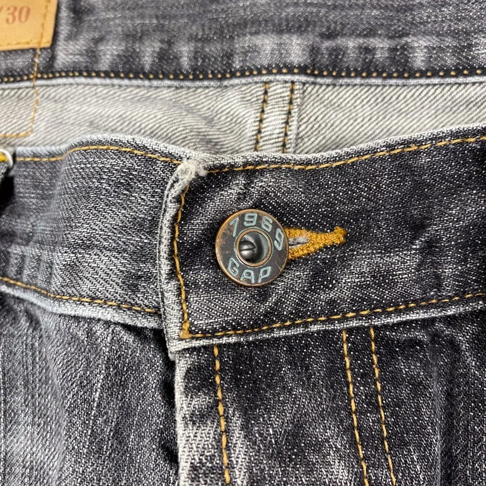 Y2K Gap 1969 Jeans Mens 34x30 Grey Low Rise Boot Fit Japanese Denim Button Fly - Picture 4 of 16
